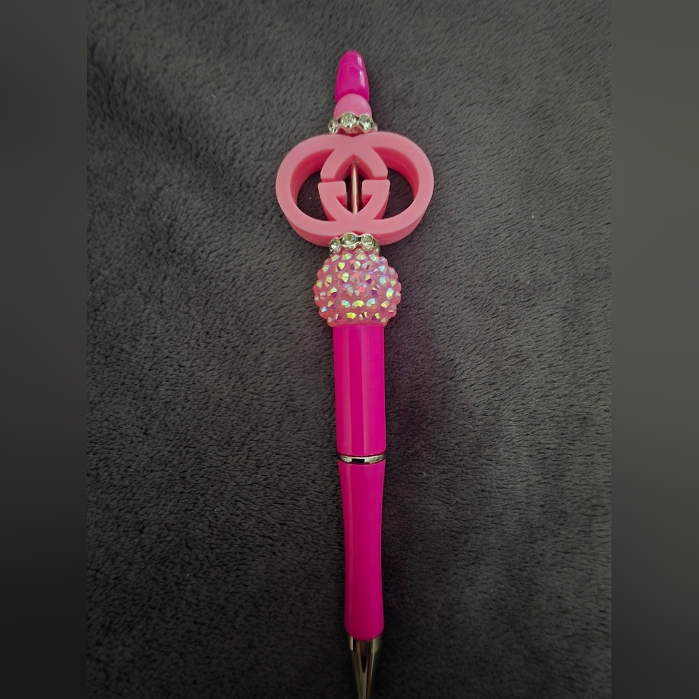 Designer Inspired Pink and Silver Decorative Pen